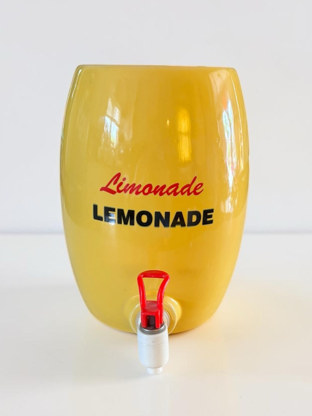 Vintage Ceramic Lemonade Dispenser Jug Retro Yellow Beverage Server